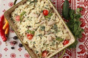Пенне с белыми грибами и шпинатом